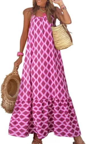 LOAIHA Women Summer Casual Loose Sleeveless Sundress Spaghetti Strap Flowy Boho Linen Beach Vacation Maxi Long Dress 2024