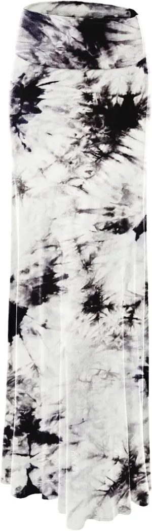 Lock and Love Women's Casual High Waist Solid/Tie Dye Fold Over Flowy Long Maxi Skirt