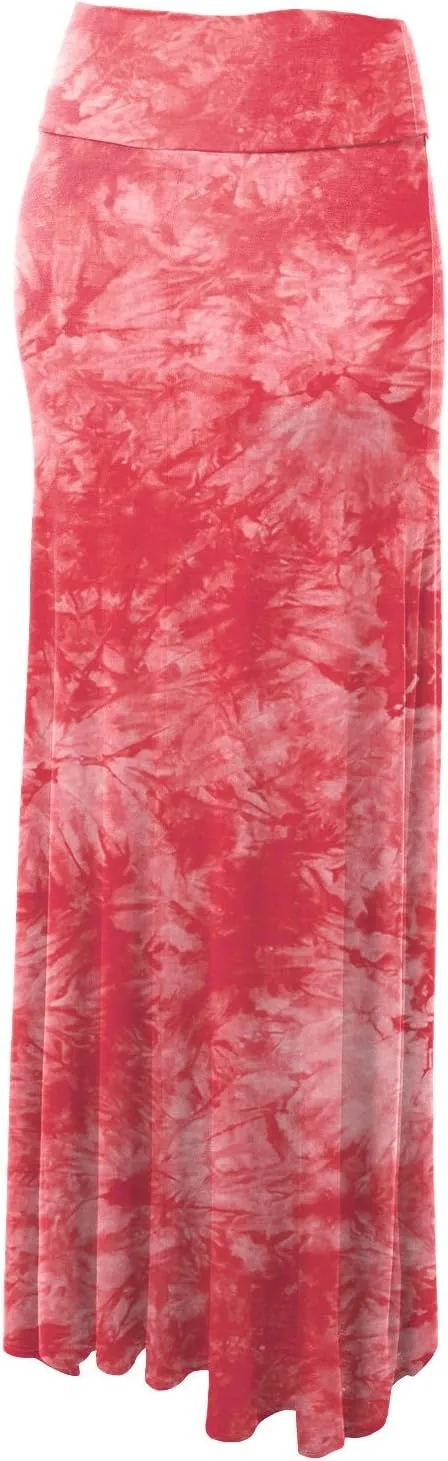 Lock and Love Women's Casual High Waist Solid/Tie Dye Fold Over Flowy Long Maxi Skirt