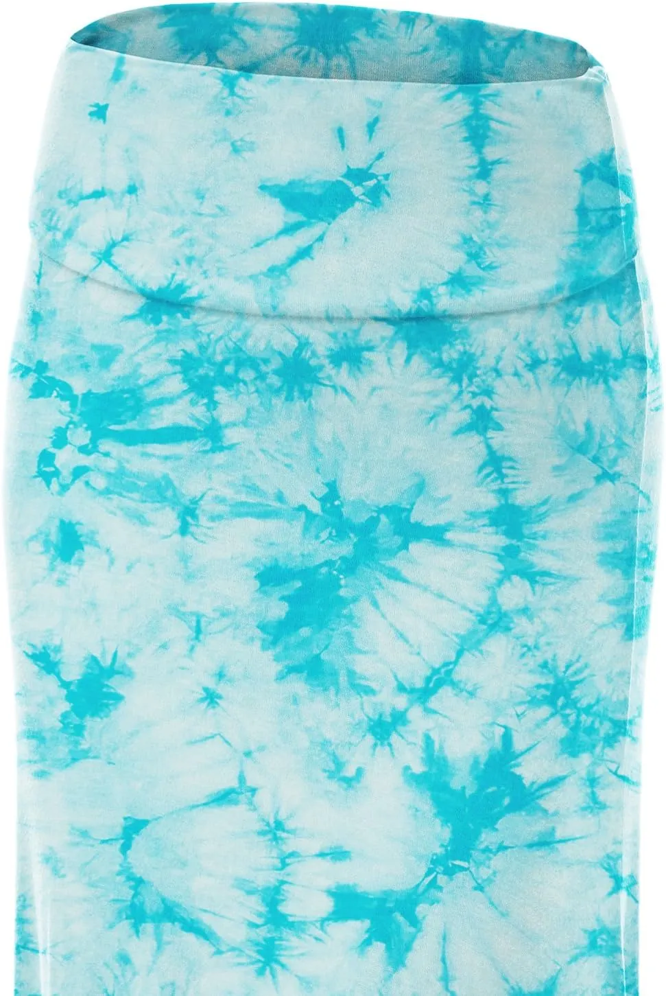 Lock and Love Women's Casual High Waist Solid/Tie Dye Fold Over Flowy Long Maxi Skirt