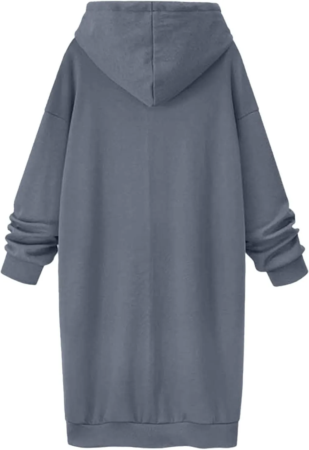 Long Hoodies for Women Oversize Longline Pullover Sweatshirt Split Hem Drawstring Hoodie Dress with Kangaroo Pocket