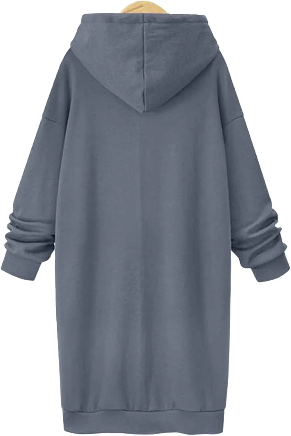 Long Hoodies for Women Oversize Longline Pullover Sweatshirt Split Hem Drawstring Hoodie Dress with Kangaroo Pocket