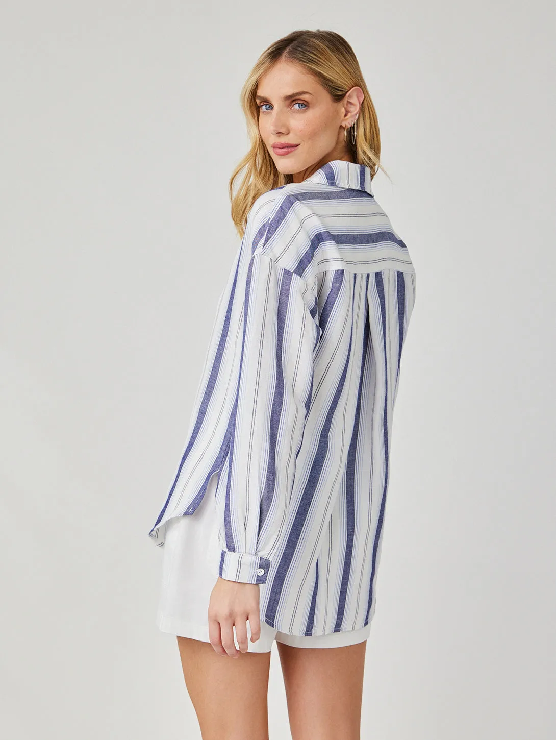 Long Sleeve Button Down - Coastal Ombre Stripe