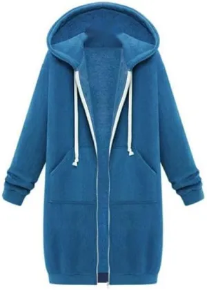 Long Zipper Hoodies for Women Long Sleeve Fall Oversized Sweatshirts Fleece Y2K Jacket with Pockets Fashion Clothes