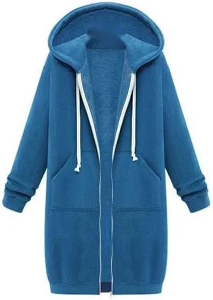 Long Zipper Hoodies for Women Long Sleeve Fall Oversized Sweatshirts Fleece Y2K Jacket with Pockets Fashion Clothes