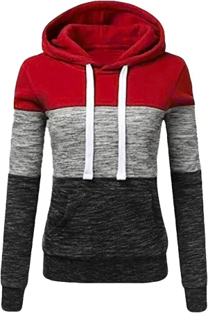 LRMQS Womens Hoodies Color Block Drawstring Hoodie Pullover Casual Winter Fall Fashion 2024 Loose Fit Sweatshirt Clothes
