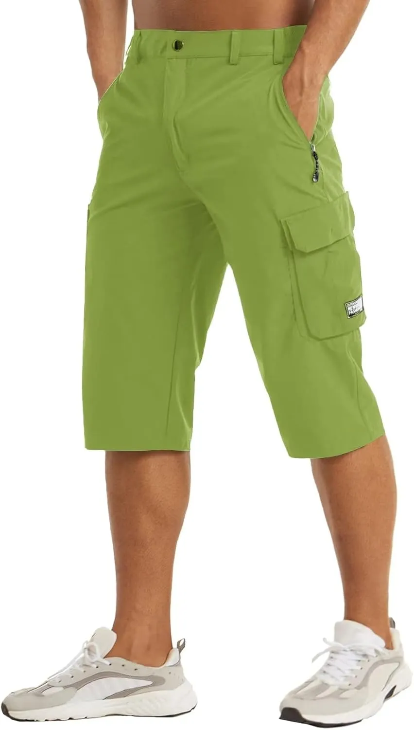 MAGCOMSEN Men's Workout Gym Shorts Quick Dry 3/4 Capri Pants Zipper Pockets Hiking Athletic Running Shorts