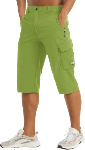 MAGCOMSEN Men's Workout Gym Shorts Quick Dry 3/4 Capri Pants Zipper Pockets Hiking Athletic Running Shorts