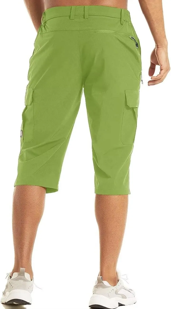 MAGCOMSEN Men's Workout Gym Shorts Quick Dry 3/4 Capri Pants Zipper Pockets Hiking Athletic Running Shorts