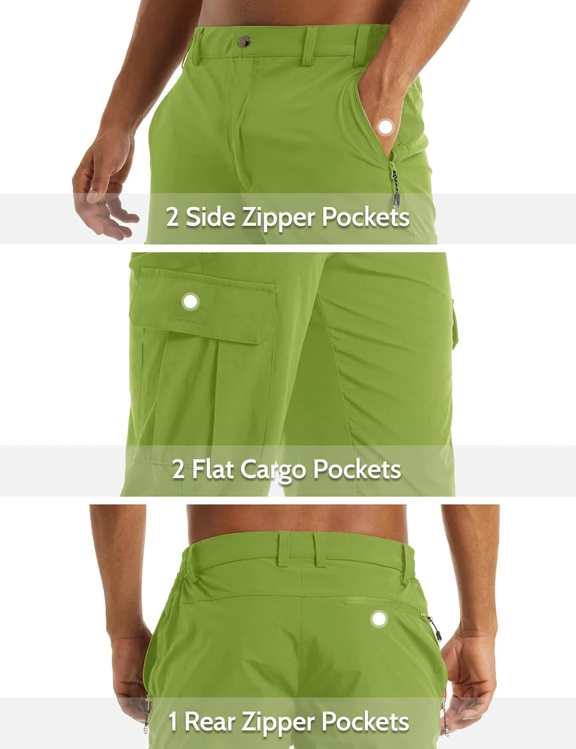 MAGCOMSEN Men's Workout Gym Shorts Quick Dry 3/4 Capri Pants Zipper Pockets Hiking Athletic Running Shorts