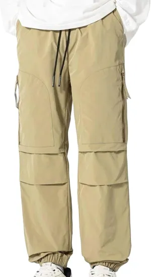 Man High Street Fashion Trend Pleated Design Straight Leather Pants Mens Big and Tall Pants