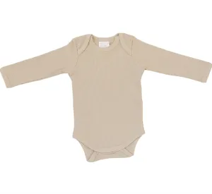 Mebie Baby - Organic Long Sleeve Ribbed Onesie in Oatmeal