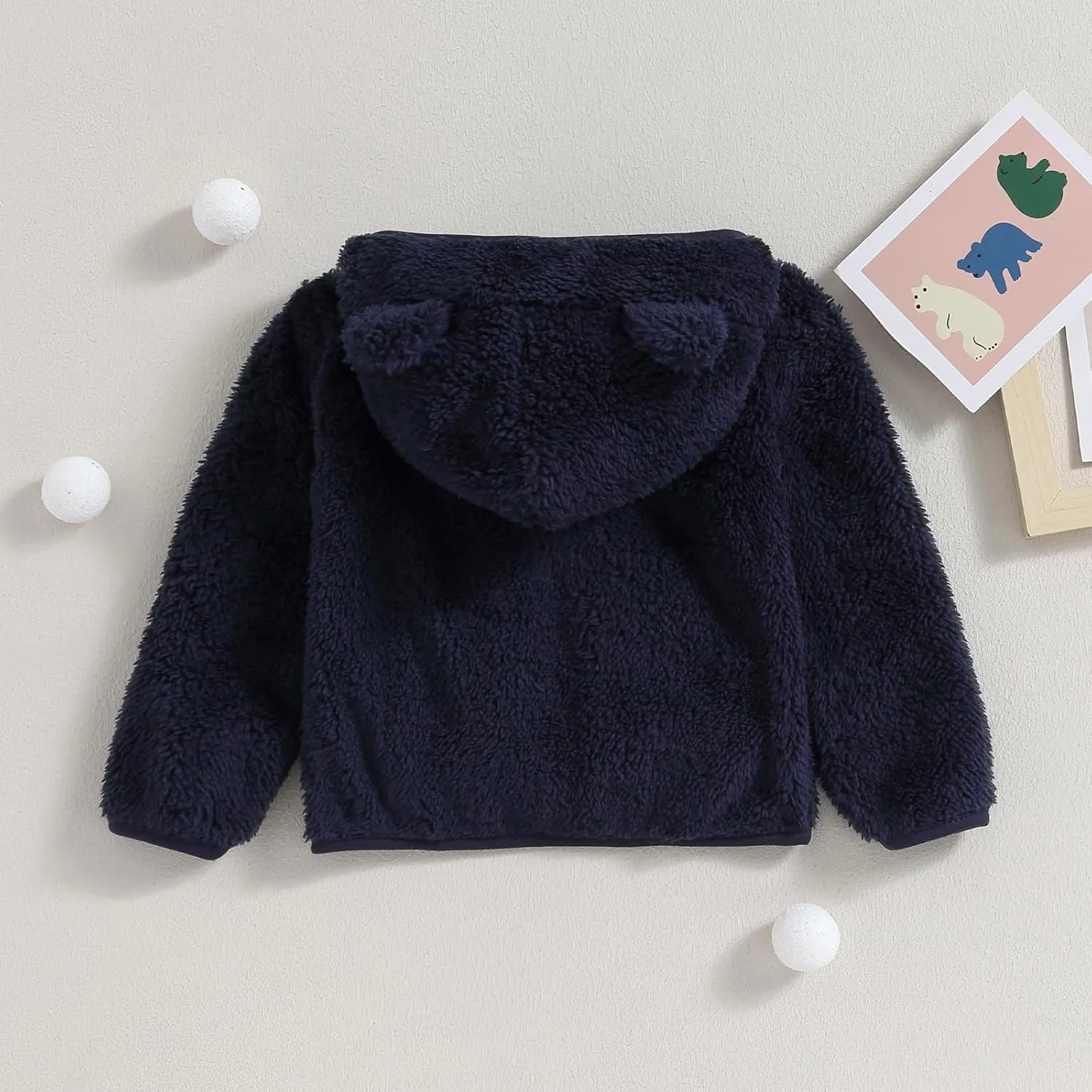 Meiweileya Baby Girl Boy Fleece Zip Up Hoodie Bear Ears Fuzzy Jacket Hooded Teddy Coat Winter Shacket Warm Outwear Cardigan