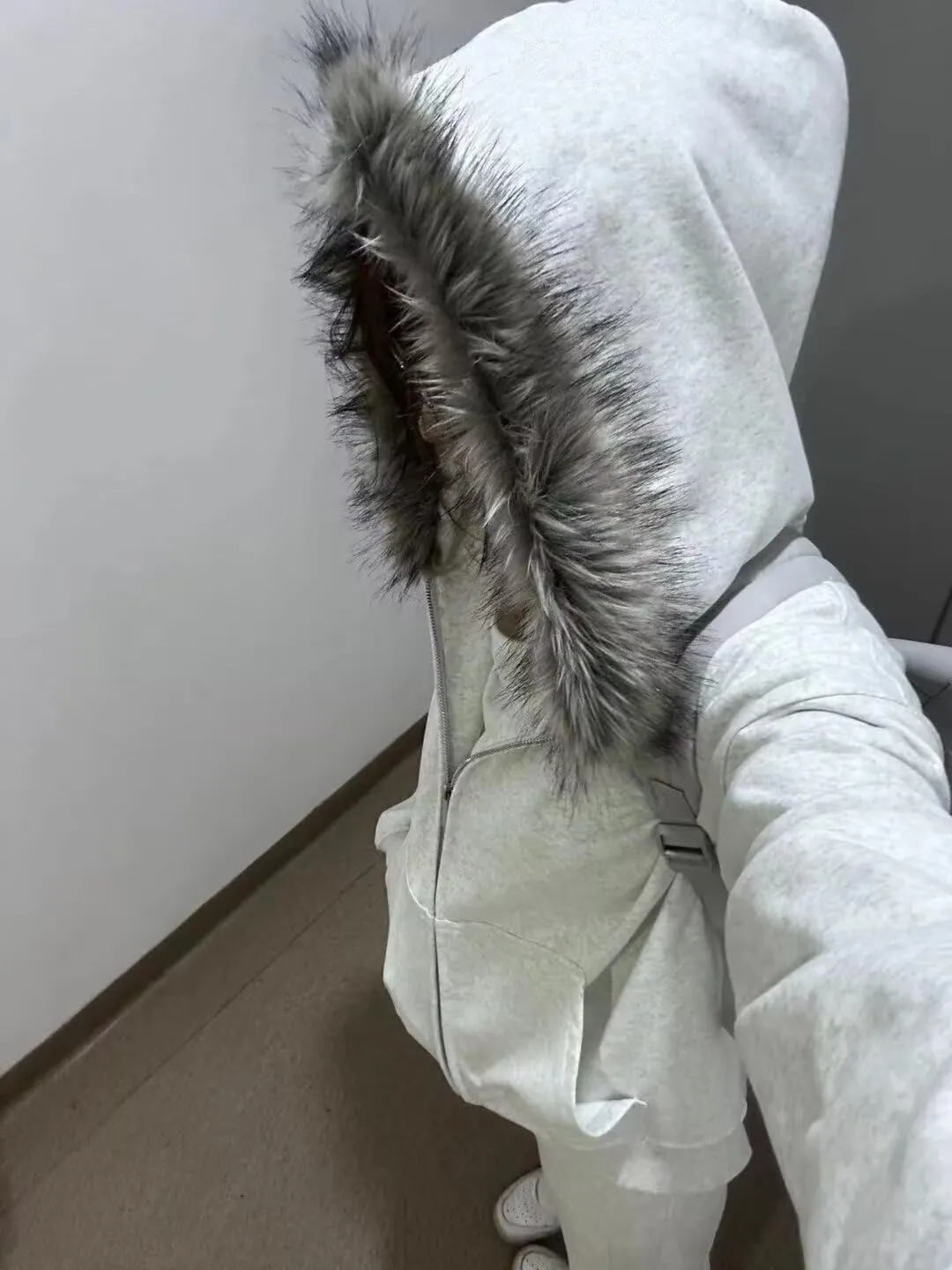 Men Hoodie Zip Up Y2k Zip Up Hoodie Fur Hooded Jacket Warm Winter Coat for Men with Hood Fur Collar Streetwear