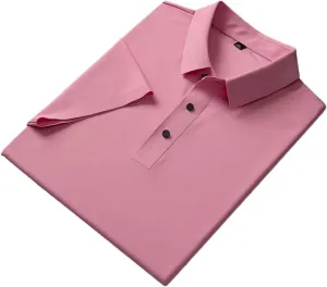 Men Polo Shirts Classic Short Sleeve Tee Breathable Cooling Quick Dry Nylon Golf T-Shirt