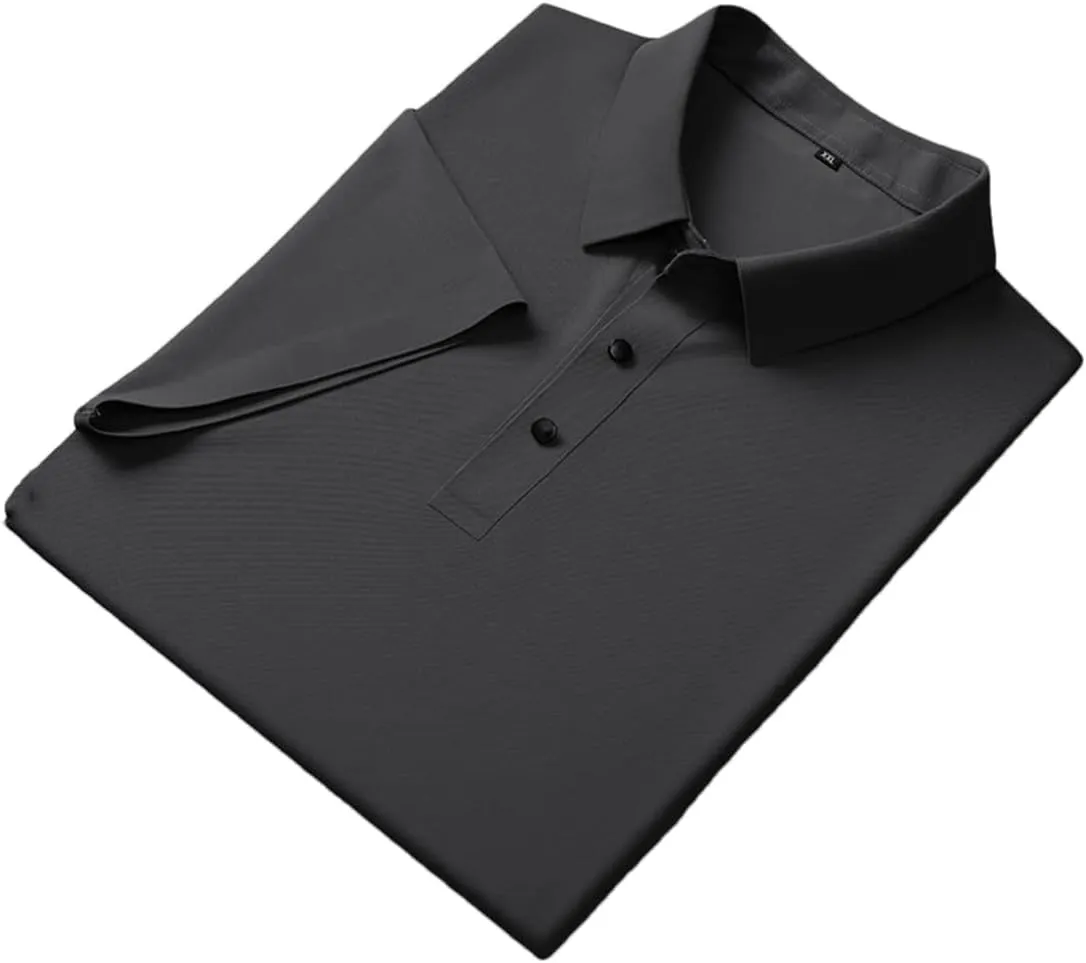 Men Polo Shirts Classic Short Sleeve Tee Breathable Cooling Quick Dry Nylon Golf T-Shirt