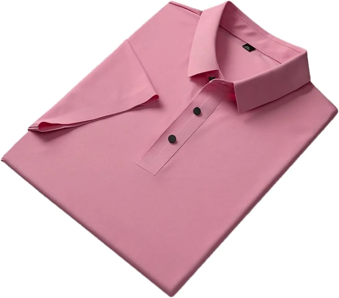 Men Polo Shirts Classic Short Sleeve Tee Breathable Cooling Quick Dry Nylon Golf T-Shirt