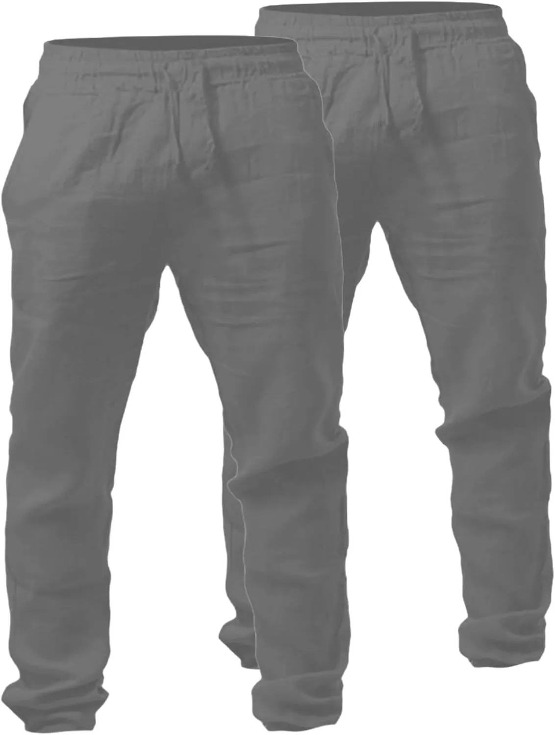 Men's 2 Pack Linen Pants Summer Casual Beach Pants Lightweight Vacation Slacks Elastic Waist Yoga Lounge Trousers