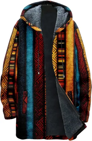 Mens Cardigan Sweater Vintage Western Aztec Print Graphic Hoodies Full Zip Sherpa Fleece Jackets Long Sleeve Coats