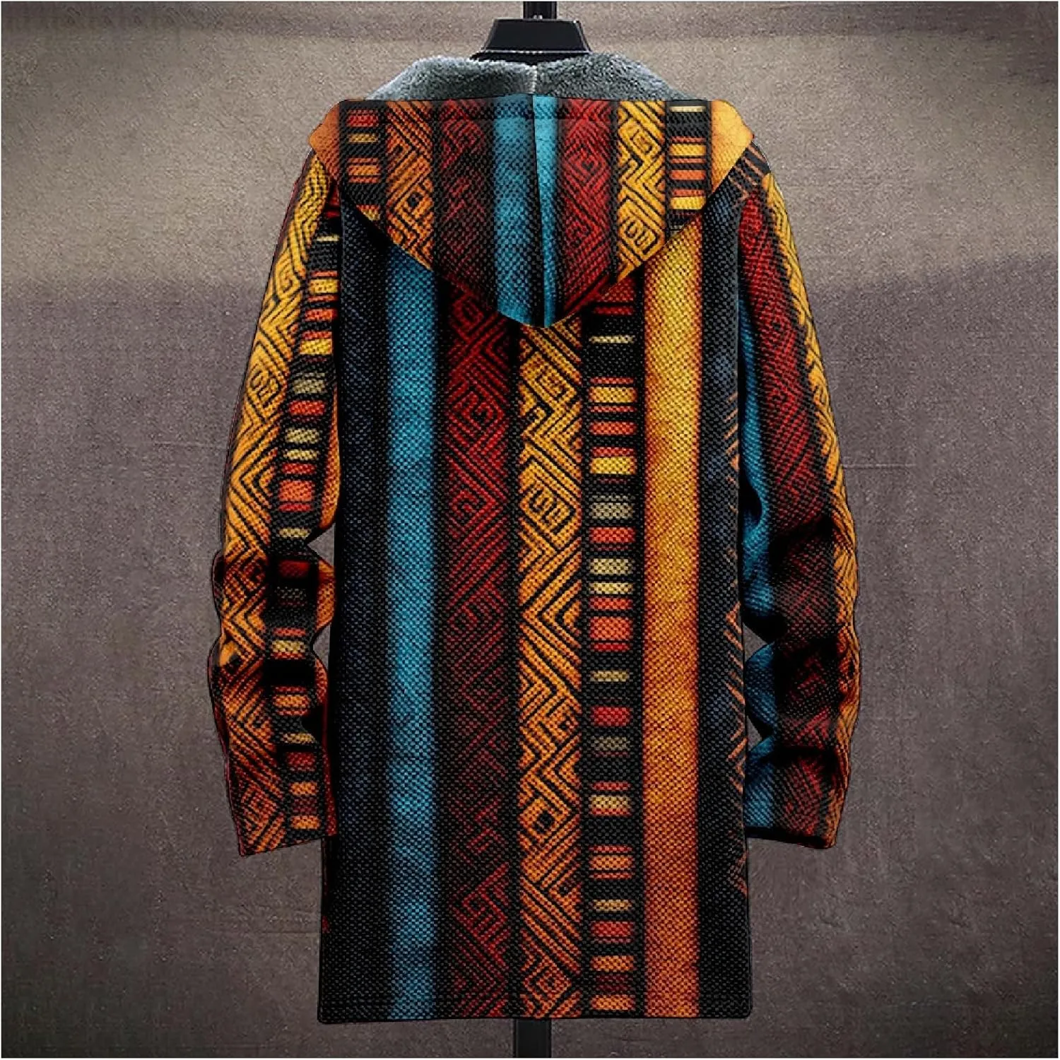 Mens Cardigan Sweater Vintage Western Aztec Print Graphic Hoodies Full Zip Sherpa Fleece Jackets Long Sleeve Coats