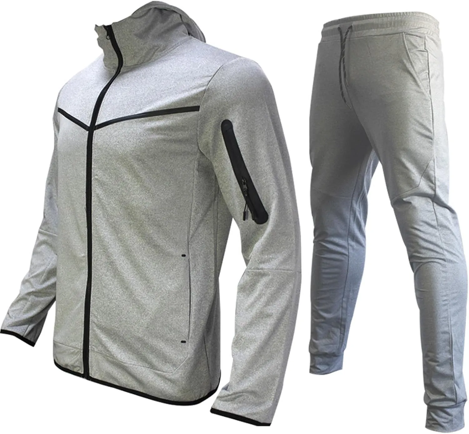 Men's Cotton Jogger Suit 2 Piece Outfit Zip Up Hoodie Tracksuit Sweatshirt Jacket and Sweatpant Casual Sweatsuit Set