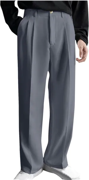 Mens Dress Pants Big and Tall Flat Front Regular Fit Suit Pants Business Casual Work Trousers with Pockets