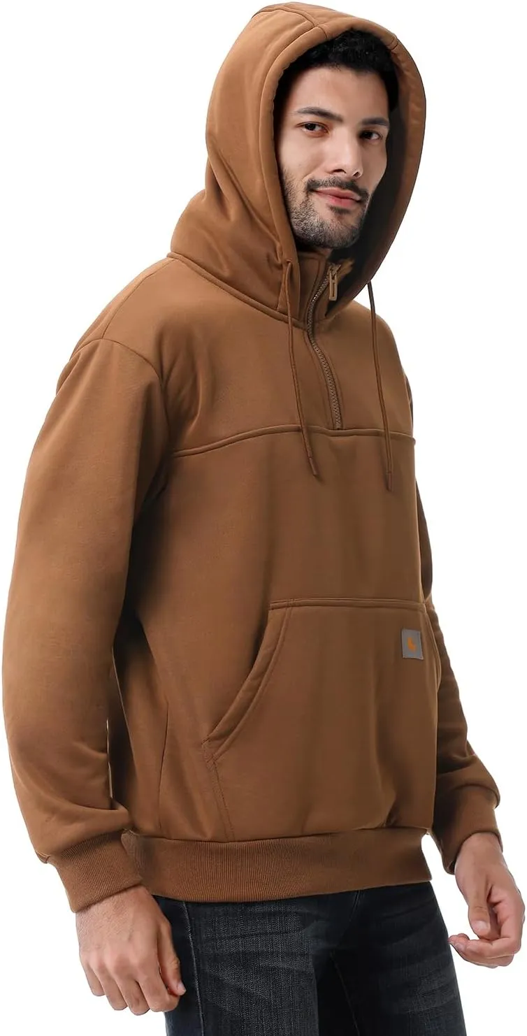 Men's Fashion Hoodies Sweatshirts Loose Fit Heavyweight Quarter-Zip Sweatshirt Fleece-Lined Pullover