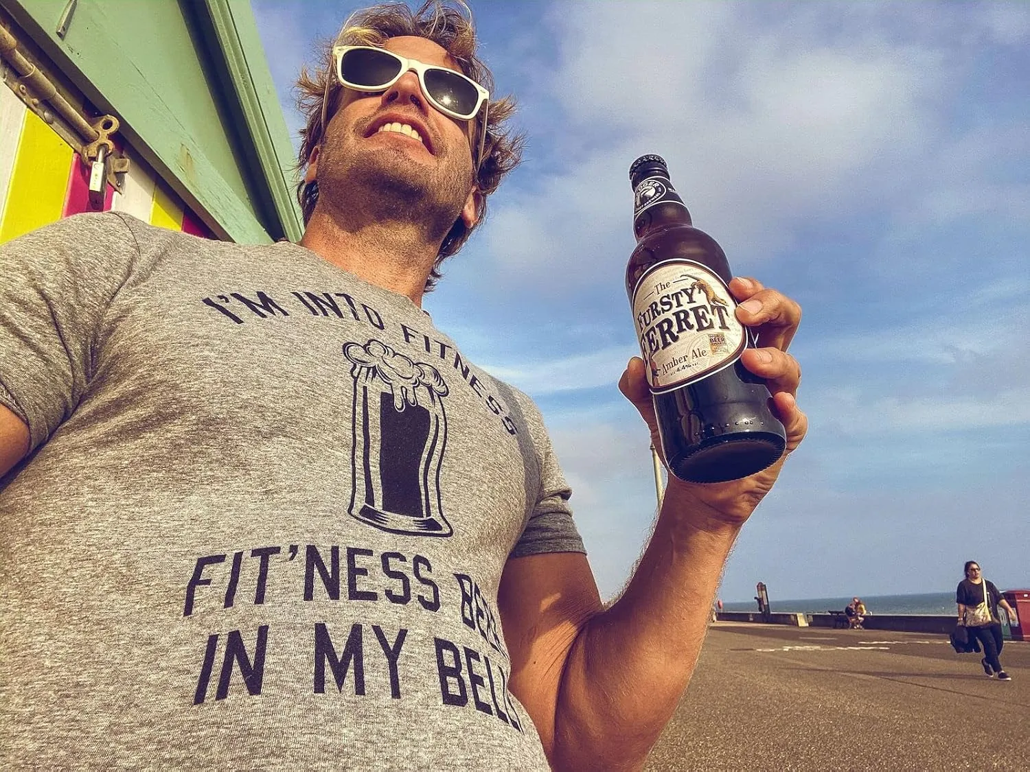 Mens Im Into Fitness Fitting This Beer in My Belly T Shirt Funny Drinking Tee