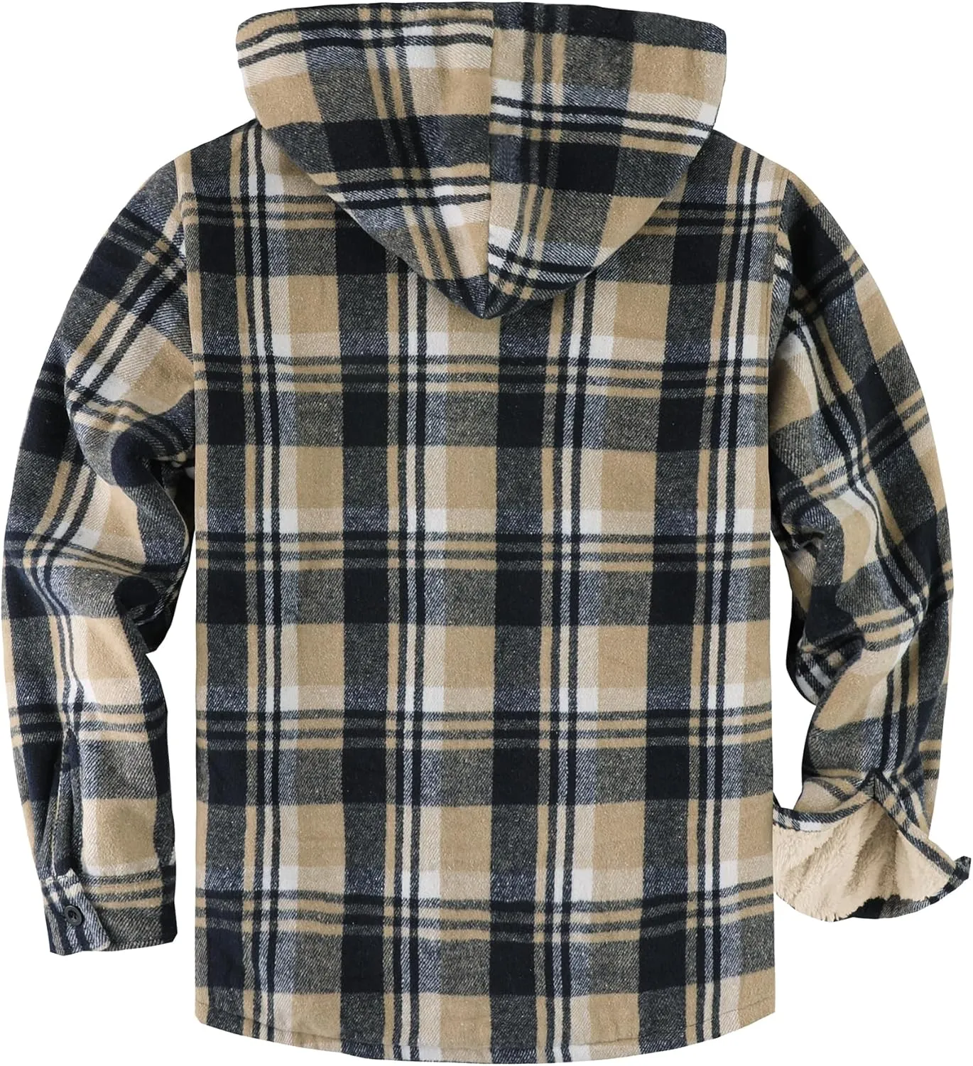 Mens Plaid Hoodies Winter Zip Up Fleece Jacket Sherpa Fleece Lined Warm Flannel Jacket Coat