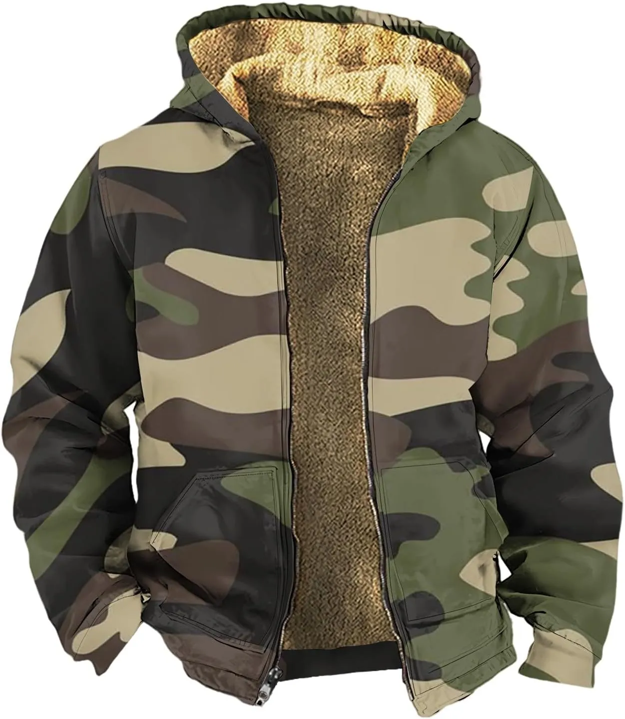Men's Pullover Winter Workout Fleece Hoodie Jackets Full Zip Wool Warm Thick Coats