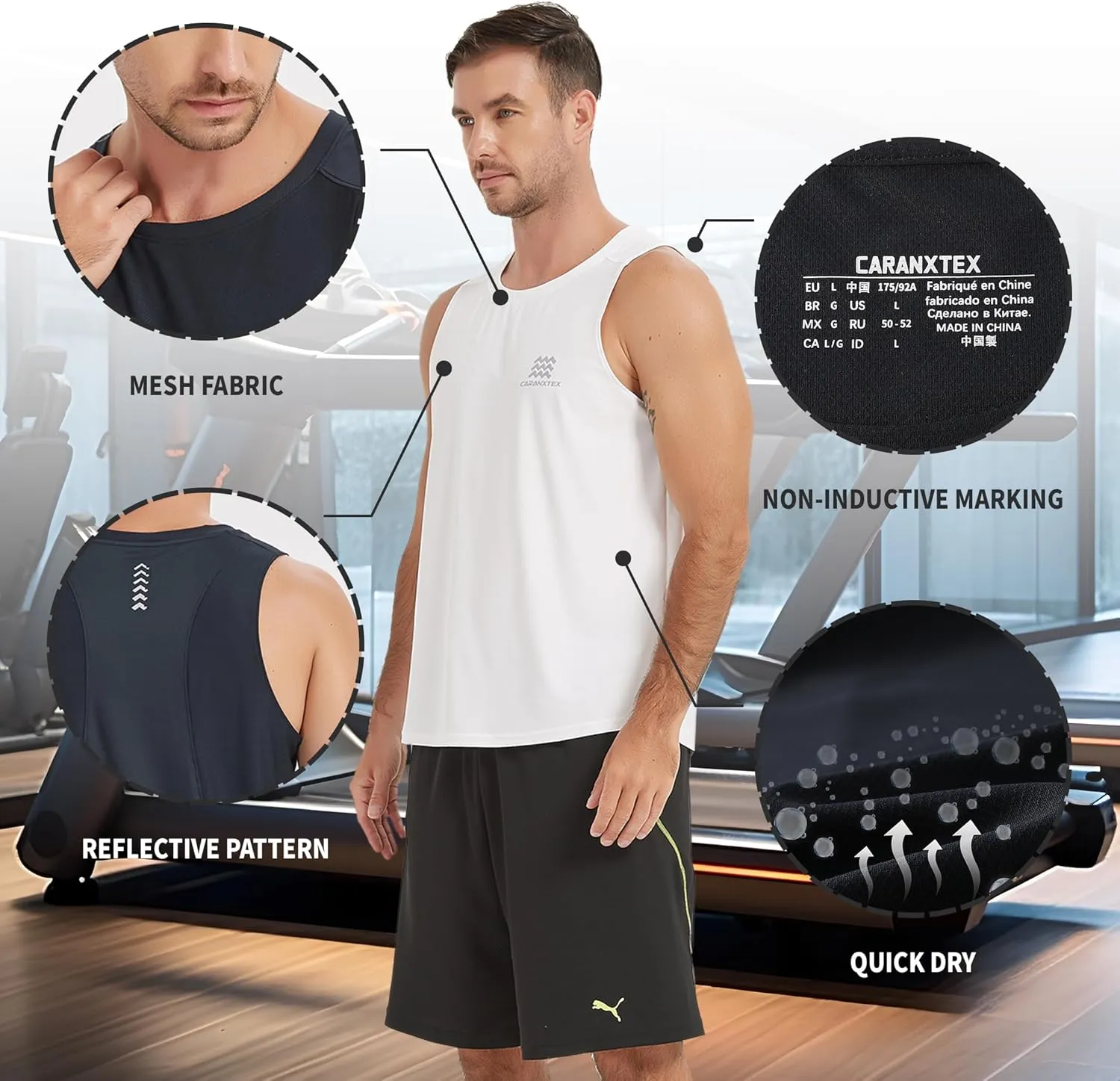 Men's Quick Dry Workout Tank Tops Bodybuilding Sleeveless Tee Fitness Gym Muscle Shirts for Active Men