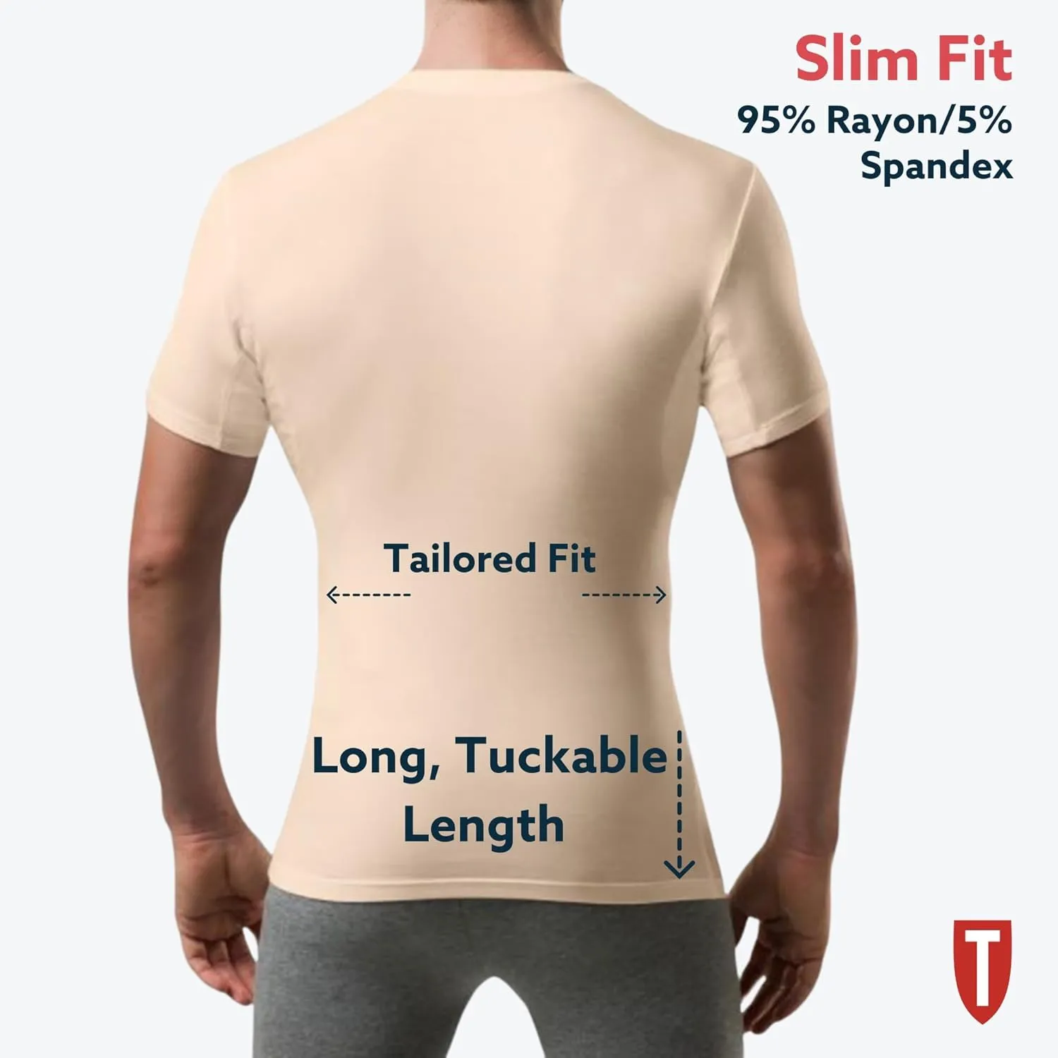 Men's Sweatproof Undershirt | Slim Fit V Neck T-Shirt with Underarm Sweat Pads | Aluminum-Free Alternative