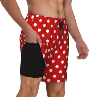 Mens Swim Trunks with Compression Liner Quick Dry Bathing Suit Stretch Swimwear Music Notes Board Shorts Beach Shorts