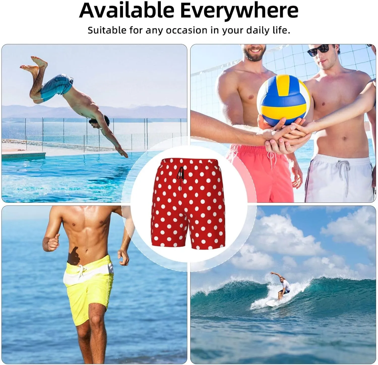 Mens Swim Trunks with Compression Liner Quick Dry Bathing Suit Stretch Swimwear Music Notes Board Shorts Beach Shorts