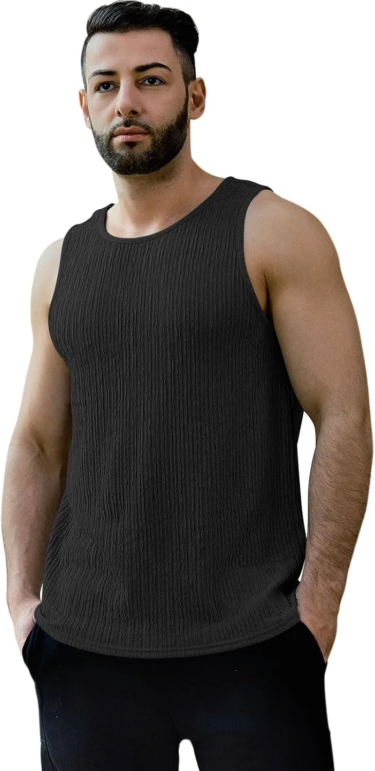 Men's Tank Tops Summer Sleeveless T Shirt Casual Ribbed Knit Muscle Basic Tee Shirts