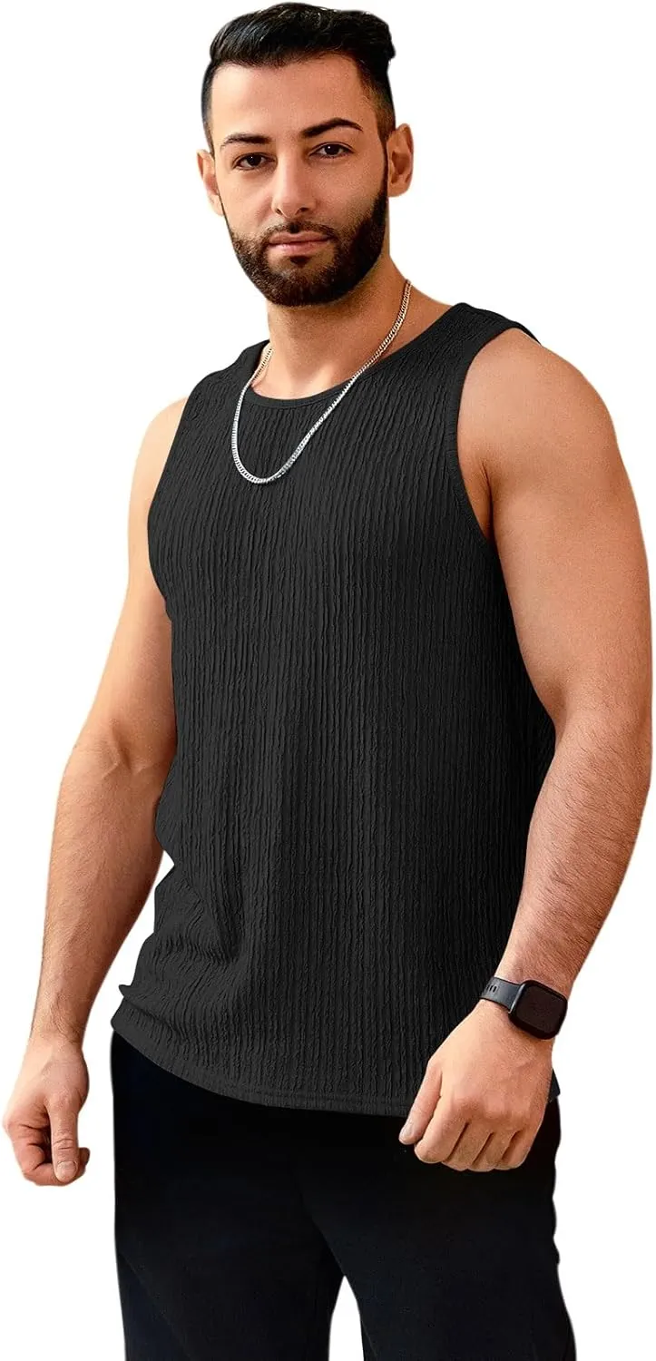 Men's Tank Tops Summer Sleeveless T Shirt Casual Ribbed Knit Muscle Basic Tee Shirts