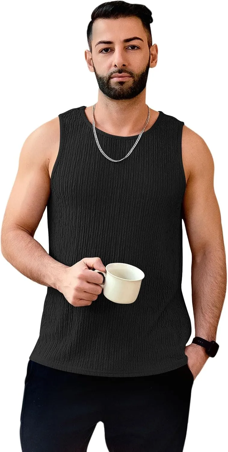 Men's Tank Tops Summer Sleeveless T Shirt Casual Ribbed Knit Muscle Basic Tee Shirts