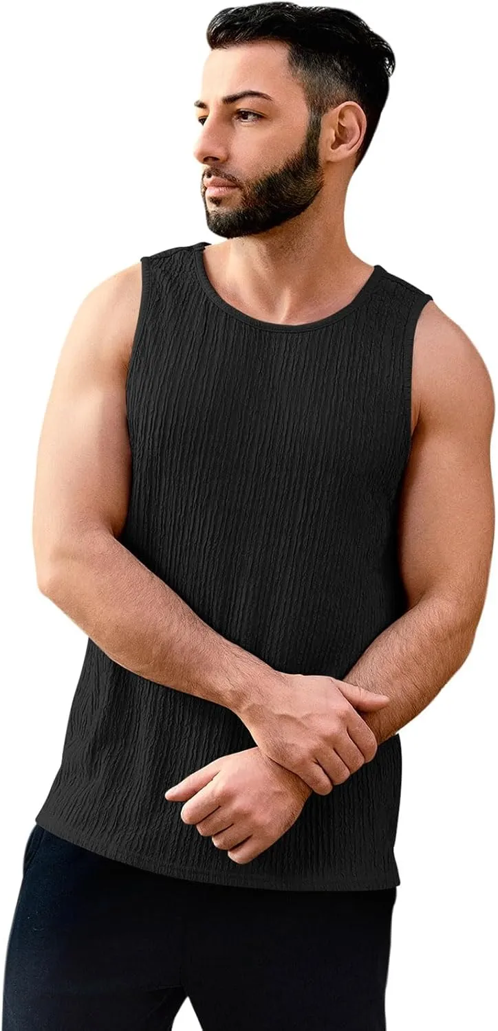 Men's Tank Tops Summer Sleeveless T Shirt Casual Ribbed Knit Muscle Basic Tee Shirts