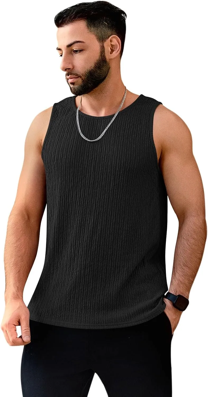 Men's Tank Tops Summer Sleeveless T Shirt Casual Ribbed Knit Muscle Basic Tee Shirts