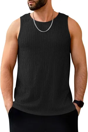 Men's Tank Tops Summer Sleeveless T Shirt Casual Ribbed Knit Muscle Basic Tee Shirts