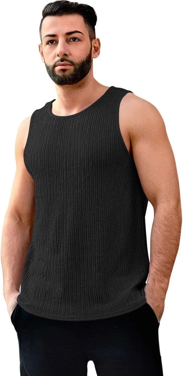 Men's Tank Tops Summer Sleeveless T Shirt Casual Ribbed Knit Muscle Basic Tee Shirts
