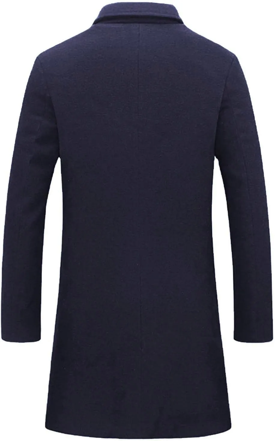 Men's Trench Coat Slim Fit Notch Lapel Single Breasted Top Coat Winter Warm Cotton Business Long Jacket Overcoat
