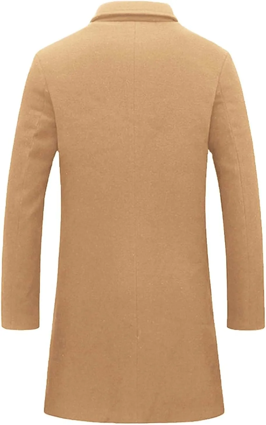 Men's Trench Coat Slim Fit Notch Lapel Single Breasted Top Coat Winter Warm Cotton Business Long Jacket Overcoat