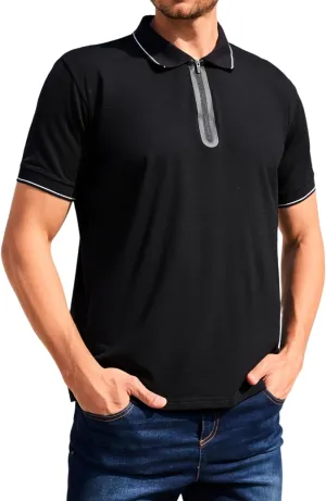 Merino Wool Polo Shirts for Men for Work Sport, Lightweight Breathable Moisture Wicking Mens Polo Shirt Short Sleeve