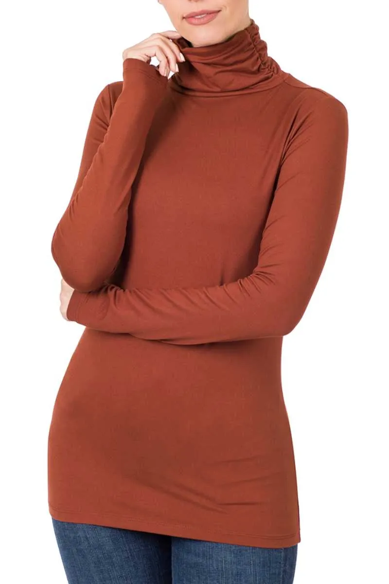 Microfiber Long Sleeve Mock-neck Turtleneck TOP by Vanilla