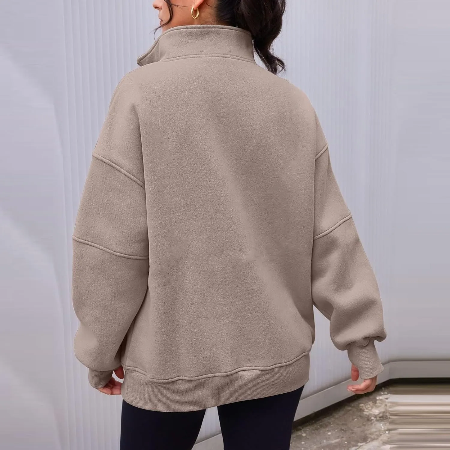midelxp Half Zip Sweatshirt Women Fleece Oversized Hoodies Trendy Long Sleeve Quarter Zip Pullover Thumb Hole Winter Clothes