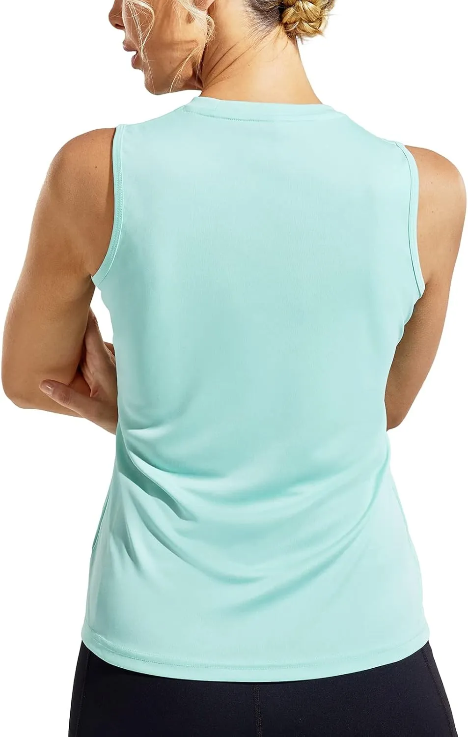 MIER Women's Sleeveless Workout Shirts UPF 50 Sun Protection Running Gym Tank Top Dry Fit Exercise Tennis Muscle Tee