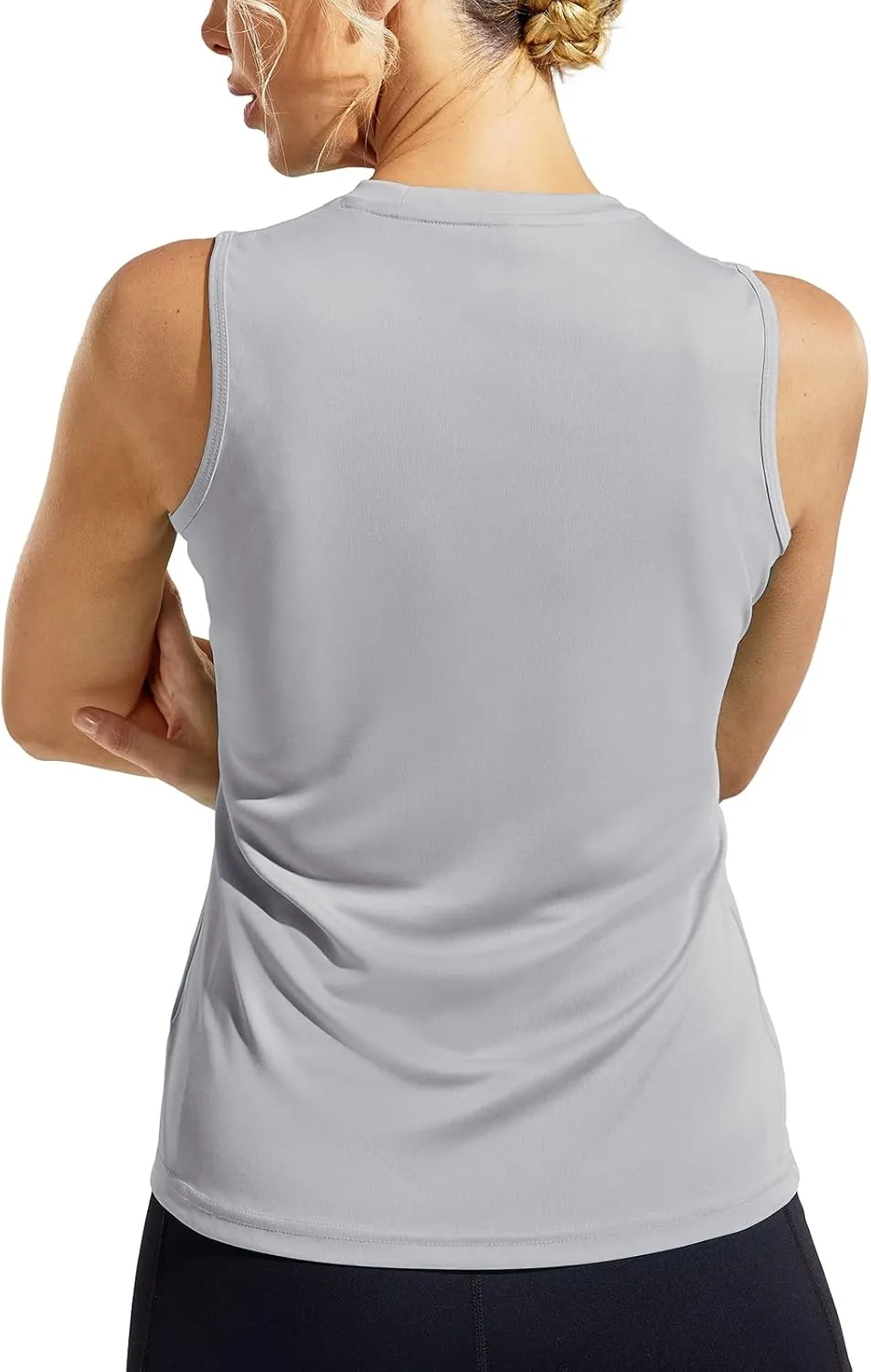 MIER Women's Sleeveless Workout Shirts UPF 50 Sun Protection Running Gym Tank Top Dry Fit Exercise Tennis Muscle Tee
