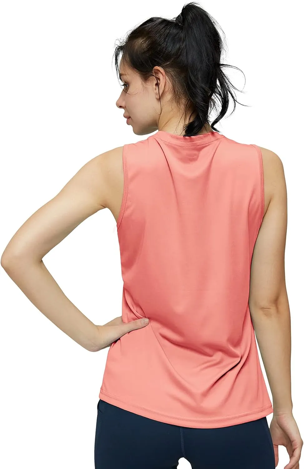 MIER Women's Sleeveless Workout Shirts UPF 50 Sun Protection Running Gym Tank Top Dry Fit Exercise Tennis Muscle Tee