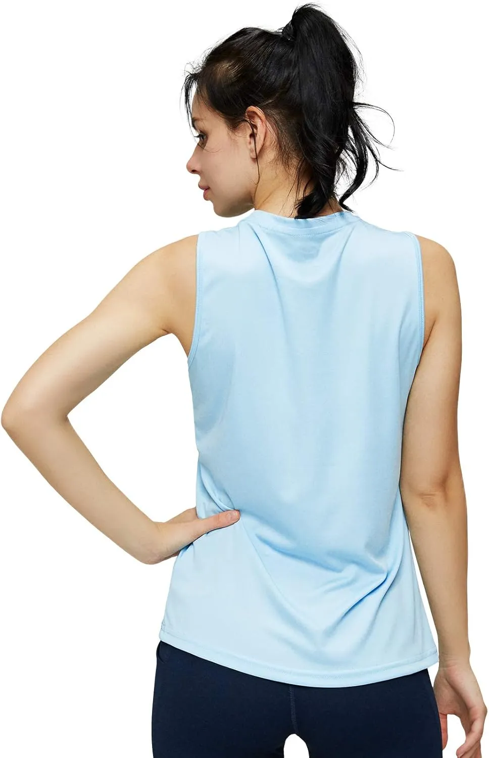 MIER Women's Sleeveless Workout Shirts UPF 50 Sun Protection Running Gym Tank Top Dry Fit Exercise Tennis Muscle Tee